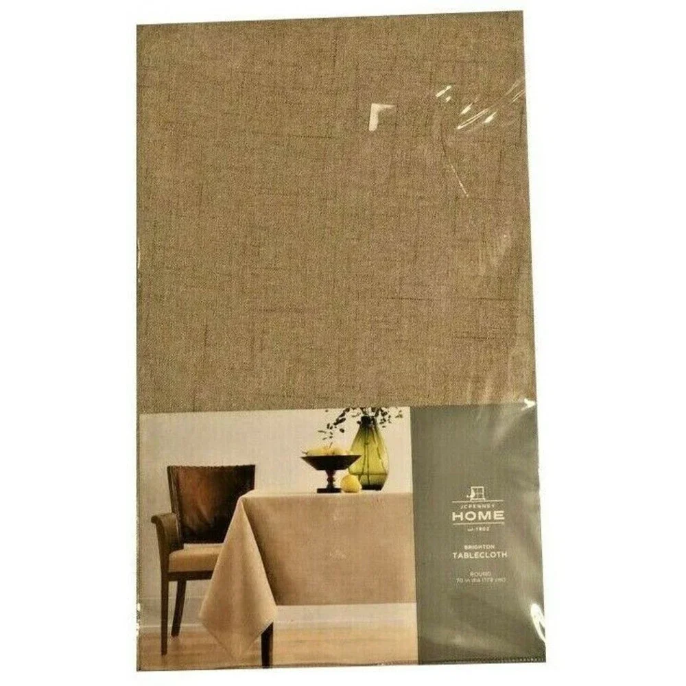 Brighton Fabric Tablecloth Tan Beige Easy Care JCPenney Home 60